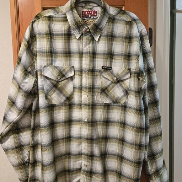 DIXXON Men's Yellow and Black Plaid Shirt - Picture 2 of 3